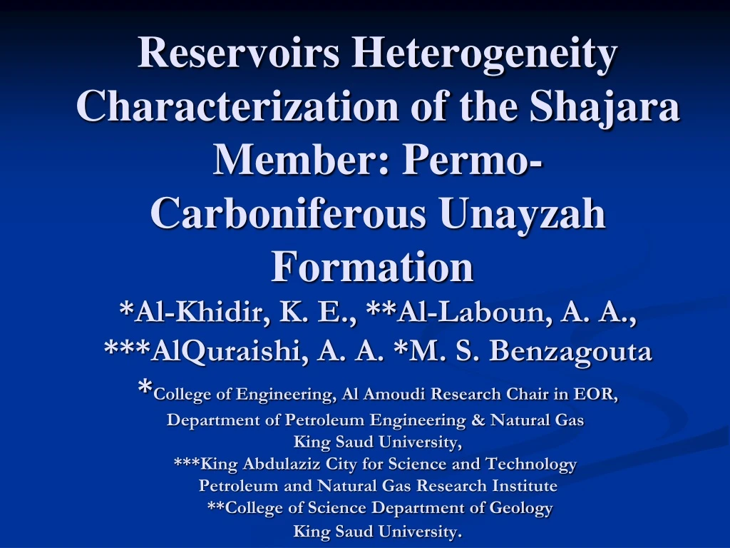 reservoirs heterogeneity characterization