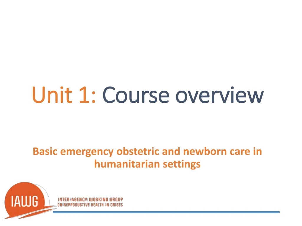 unit 1 course overview