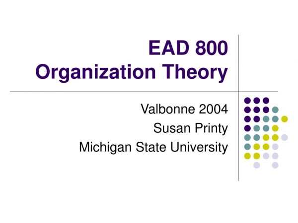 EAD 800 Organization Theory