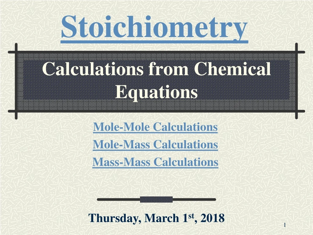 calculations from chemical equations