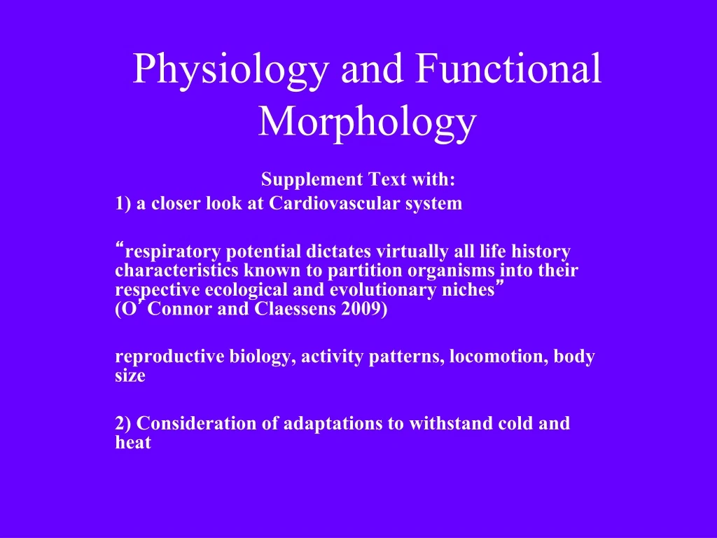 physiology and functional morphology