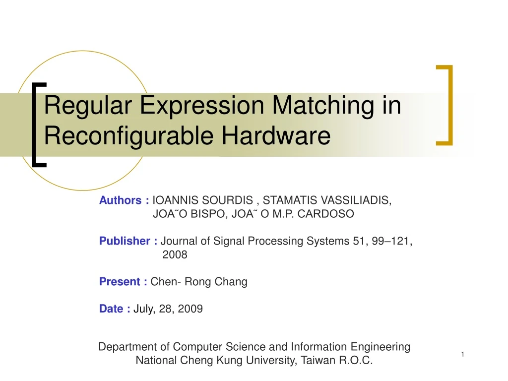 regular expression matching in reconfigurable hardware