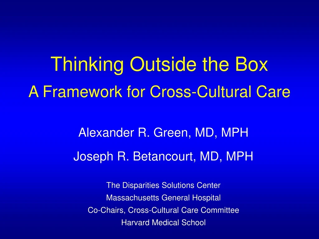 thinking outside the box a framework for cross cultural care