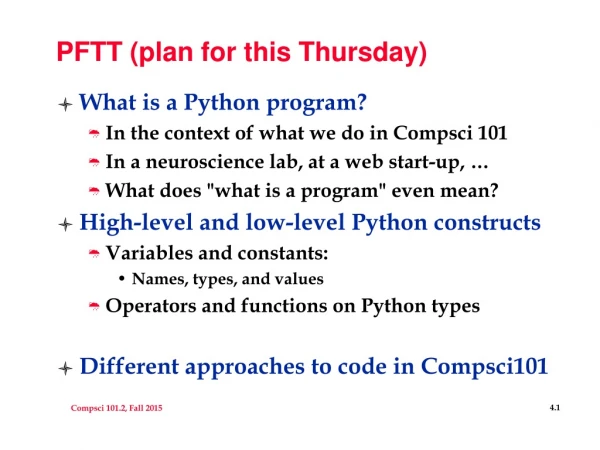 PFTT (plan for this Thursday)