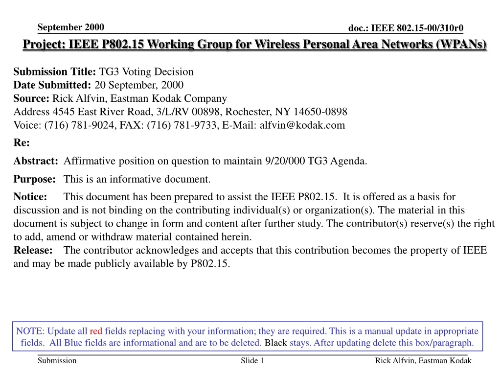 project ieee p802 15 working group for wireless