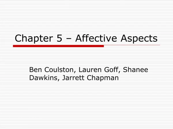 Chapter 5 – Affective Aspects