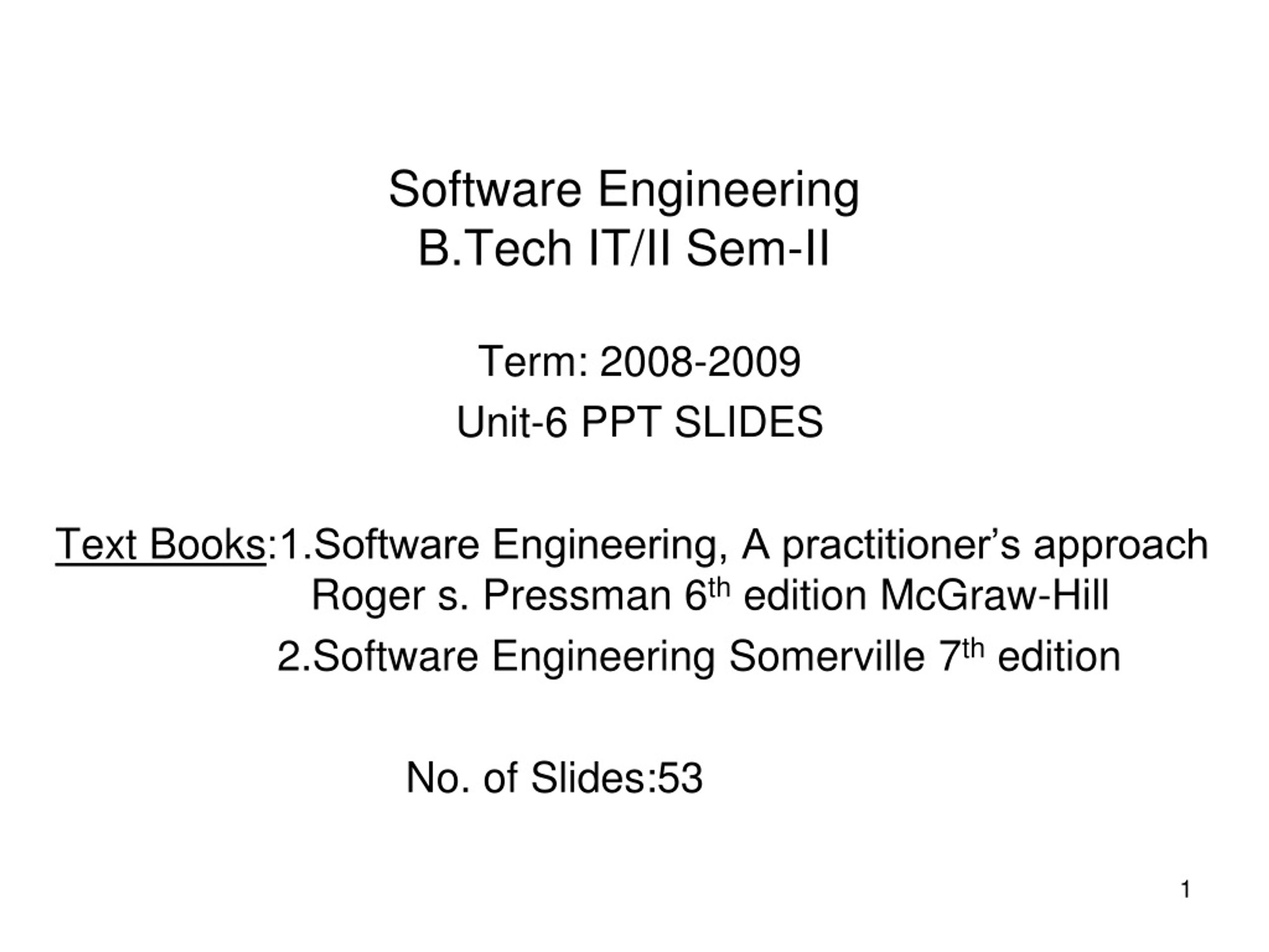 Software Engineering B.Tech IT/II Sem-II - slide 1
