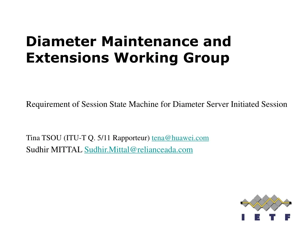 diameter maintenance and extensions working group