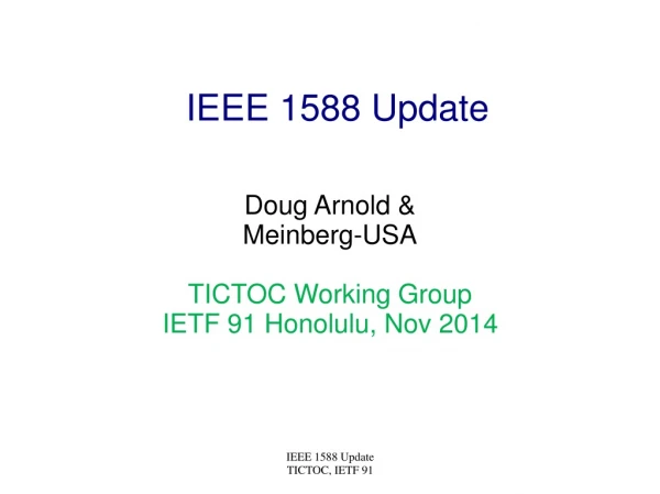 IEEE 1588 Update