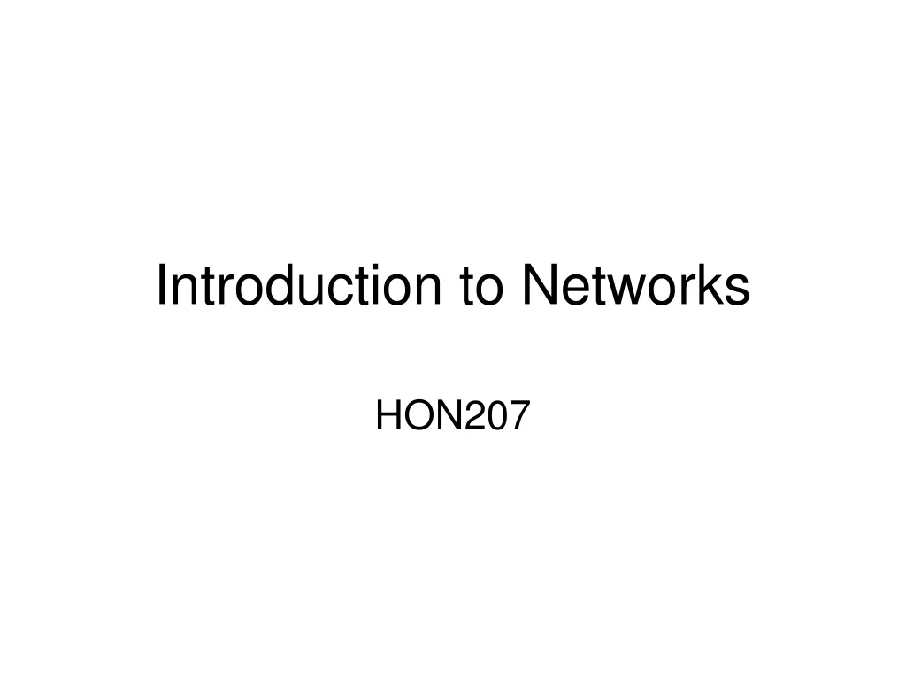 introduction to networks