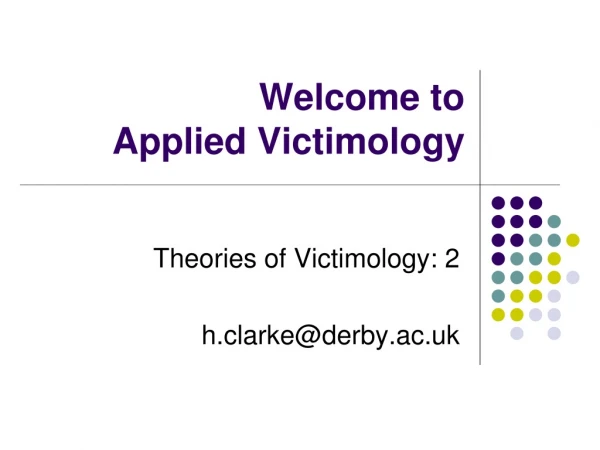 Welcome to  Applied Victimology