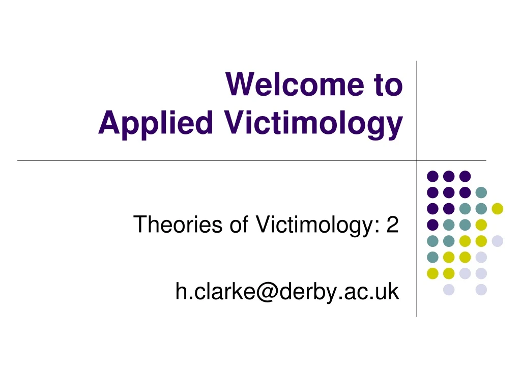 welcome to applied victimology