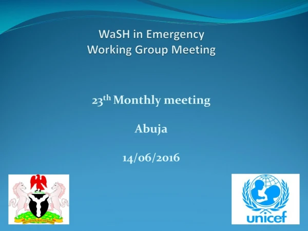 WaSH  in Emergency Working  Group Meeting