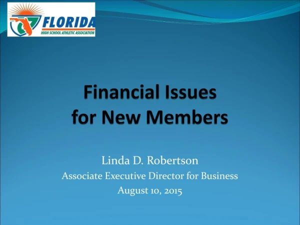Financial Issues for New Members