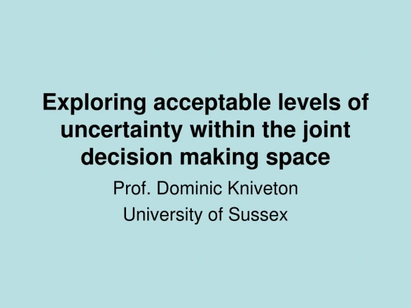 Exploring acceptable levels of uncertainty within the joint decision making space