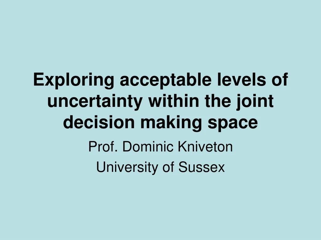exploring acceptable levels of uncertainty within the joint decision making space