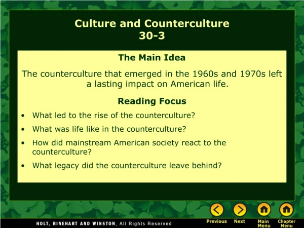 Culture and Counterculture 30-3
