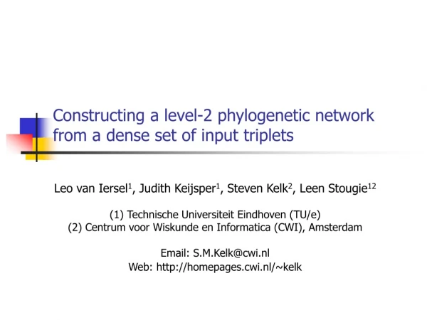 Constructing a level-2 phylogenetic network from a dense set of input triplets
