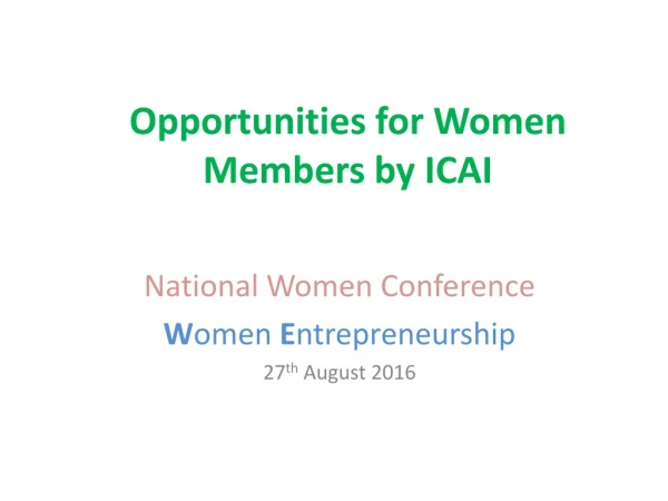 Opportunities for Women Members by ICAI