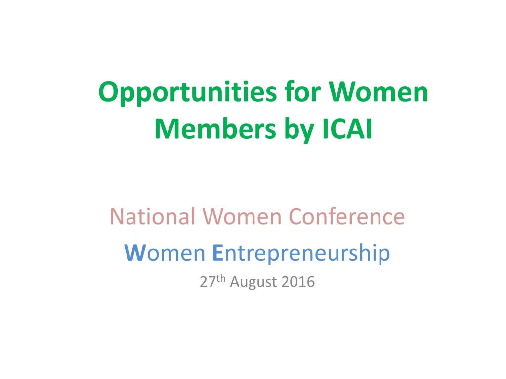 opportunities for women members by icai