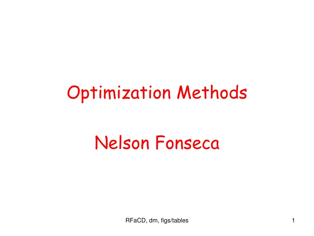 optimization methods nelson fonseca