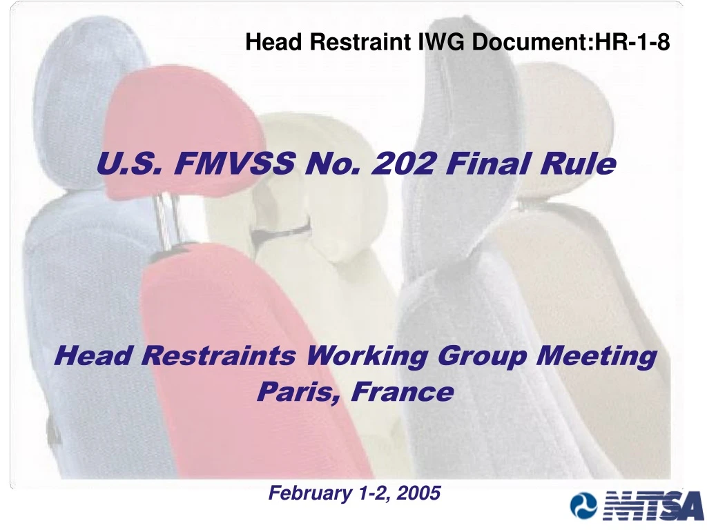 head restraints working group meeting paris france