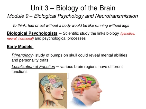 Unit 3 – Biology of the Brain