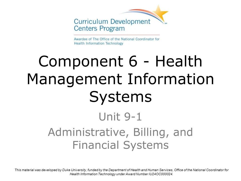 component 6 health management information systems