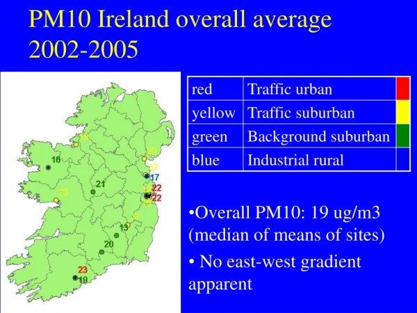 PM10 Ireland overall average 2002-2005