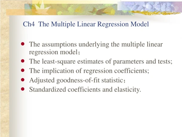 Ch4  The Multiple Linear Regression Model