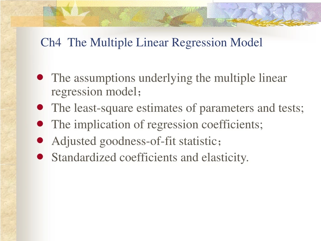 ch4 the multiple linear regression model