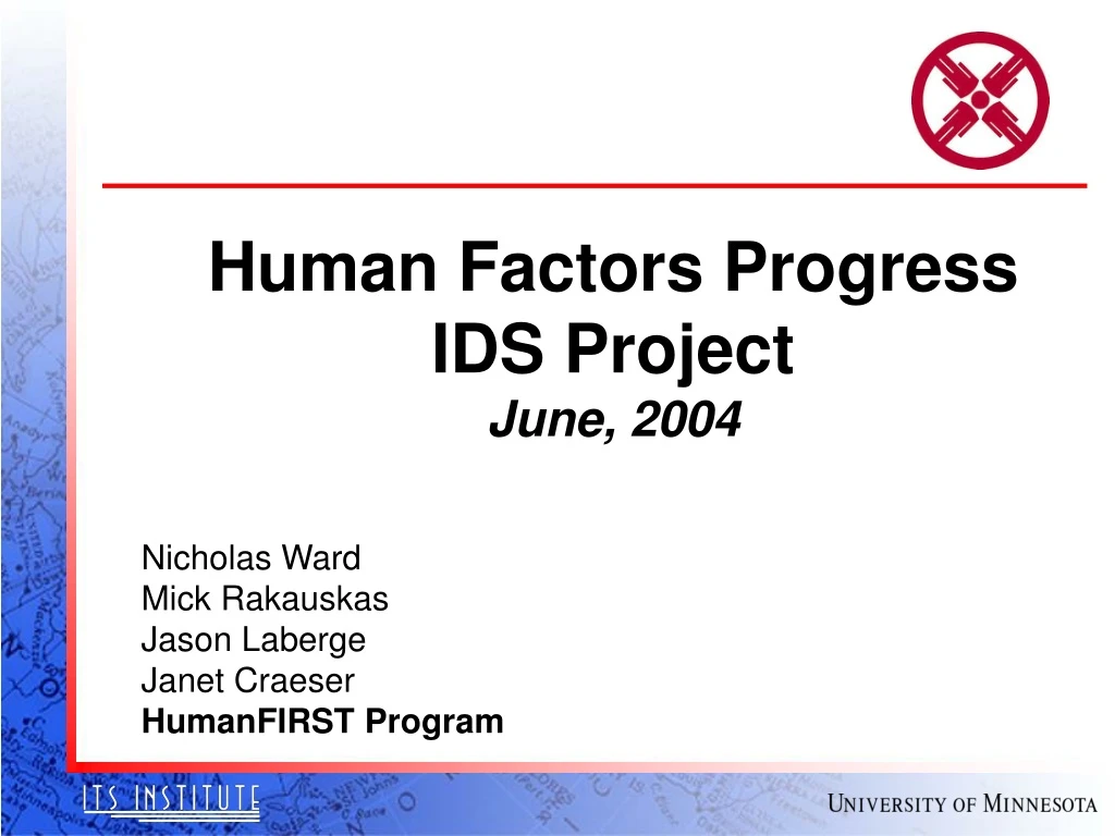 human factors progress ids project june 2004