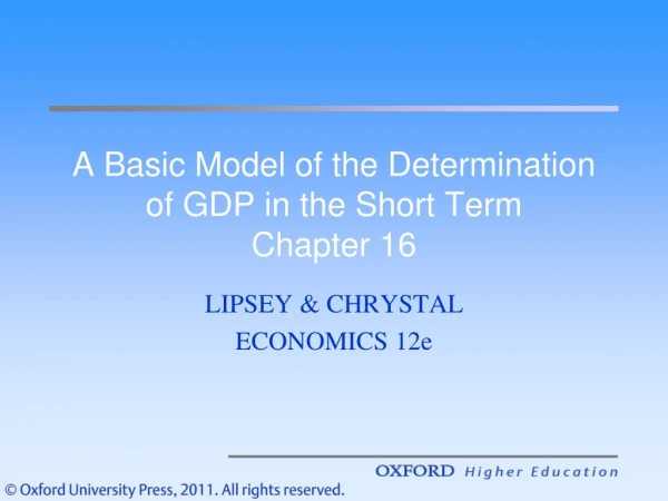 A Basic Model of the Determination of GDP in the Short Term Chapter 16