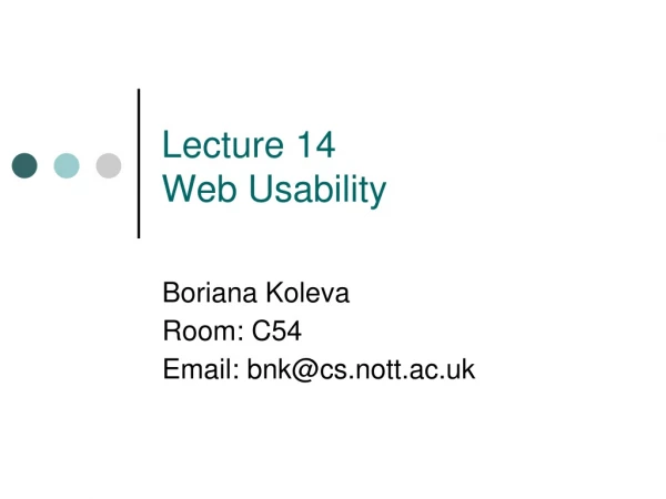 Lecture 14 Web Usability