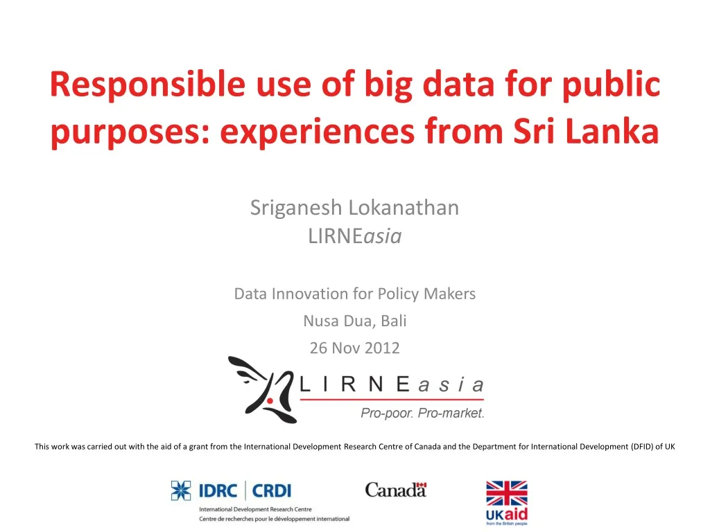 responsible use of big data for public purposes experiences from sri lanka