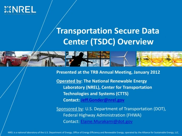 Transportation Secure Data Center (TSDC) Overview