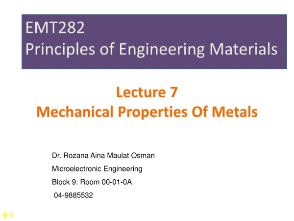 Lecture 7 Mechanical Properties Of Metals