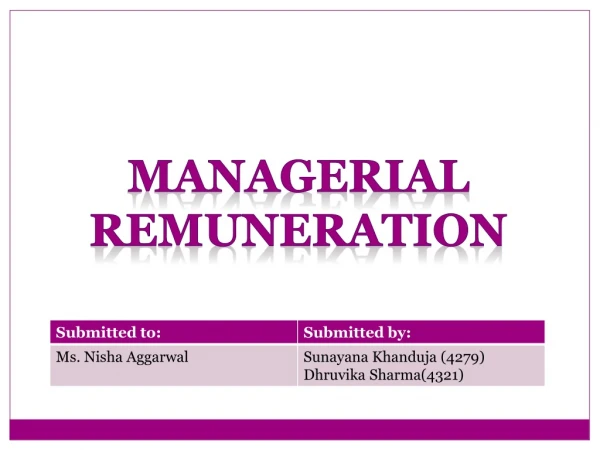 Managerial   Remuneration