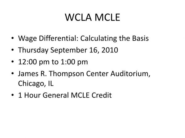 WCLA MCLE