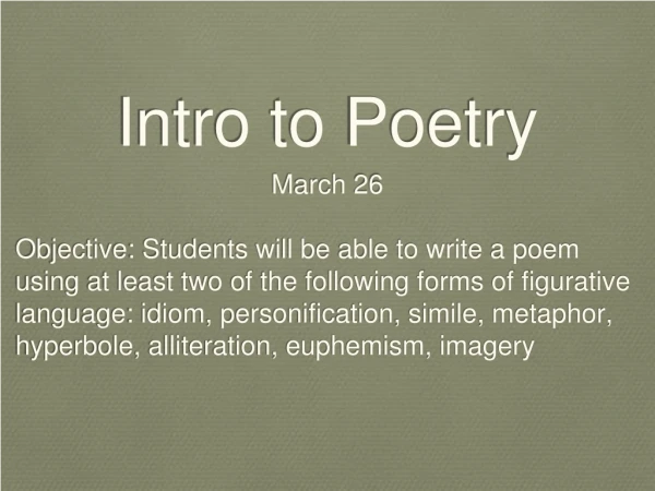 Intro to Poetry