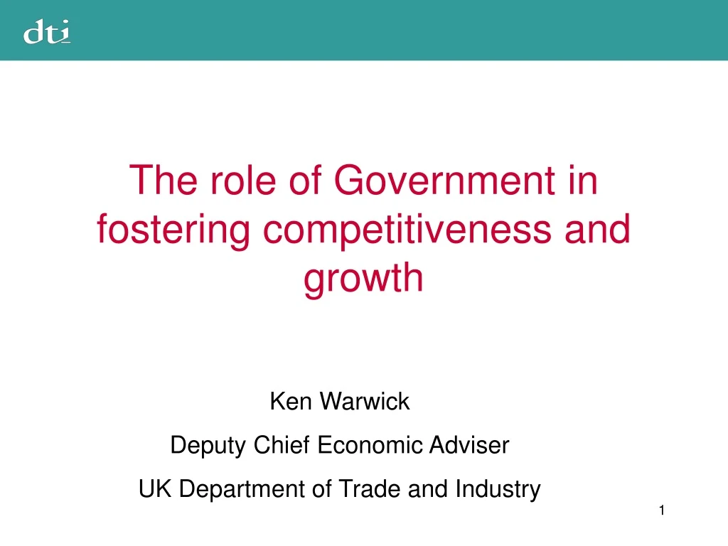 the role of government in fostering competitiveness and growth