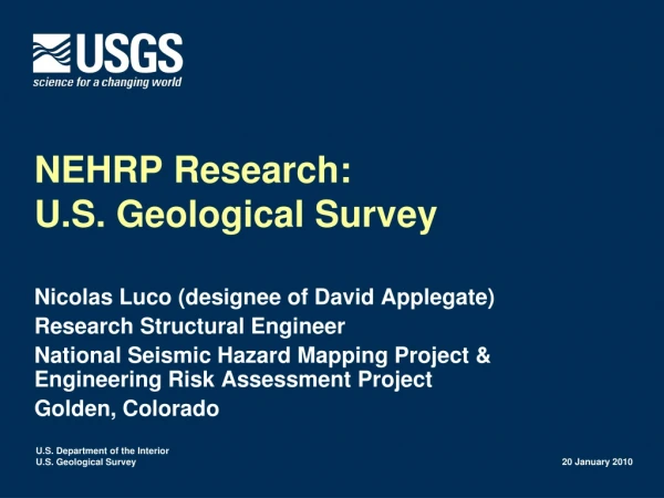 NEHRP Research:  U.S. Geological Survey