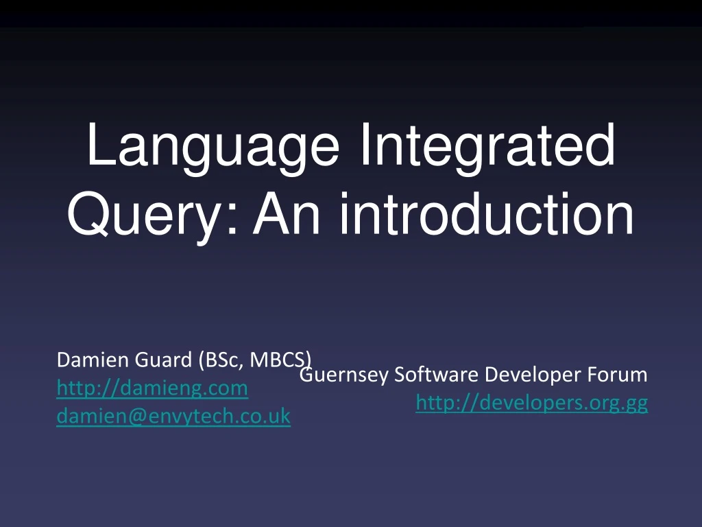 language integrated query an introduction