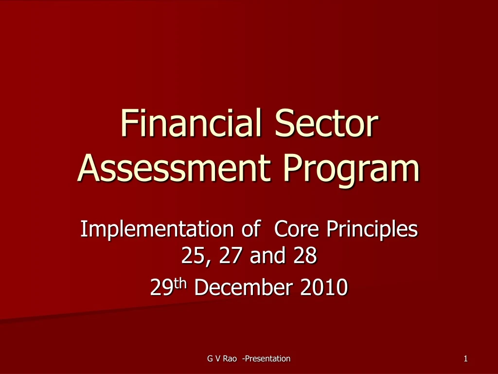 financial sector assessment program