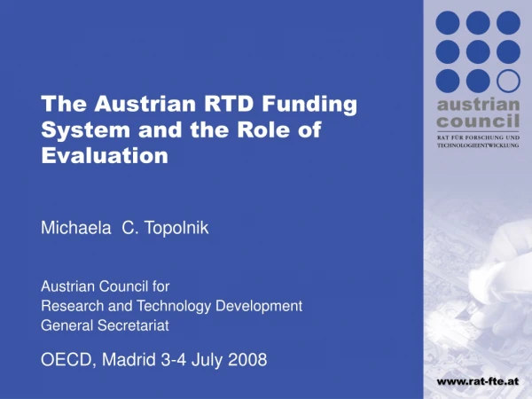 The Austrian RTD Funding System and the Role of Evaluation
