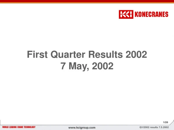 First Quarter Results 2002 7 May, 2002