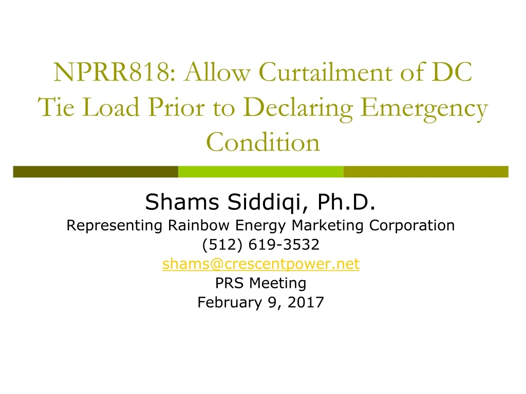 nprr818 allow curtailment of dc tie load prior to declaring emergency condition