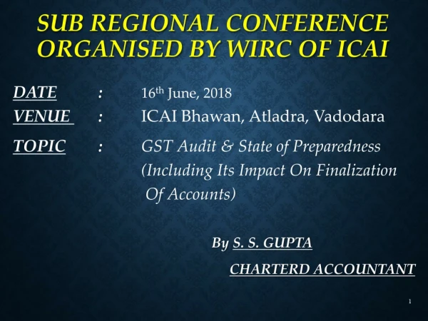 sub regional conference Organised by wirc of icaI