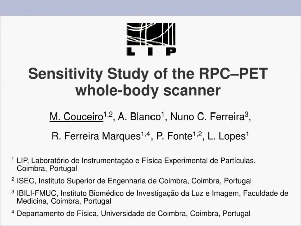 Sensitivity Study of the RPC–PET whole-body scanner