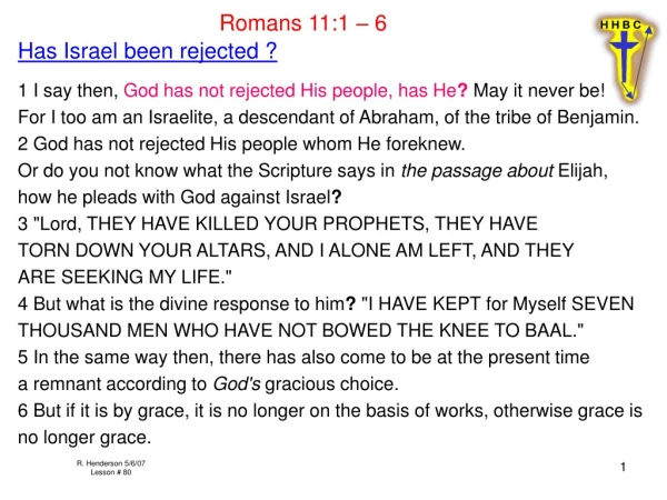 Romans 11:1 – 6